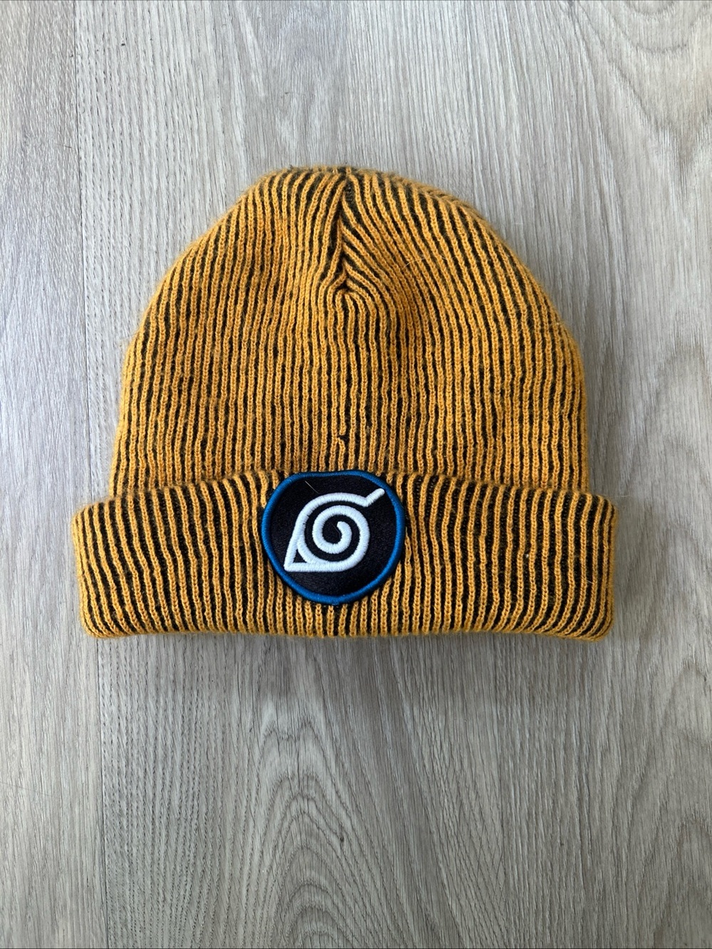 Vintage Y2K black and orange stripped Naruto Shippuden collection beanie